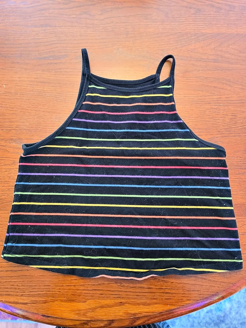 Striped Crop Tank Top in Black & Multicolor